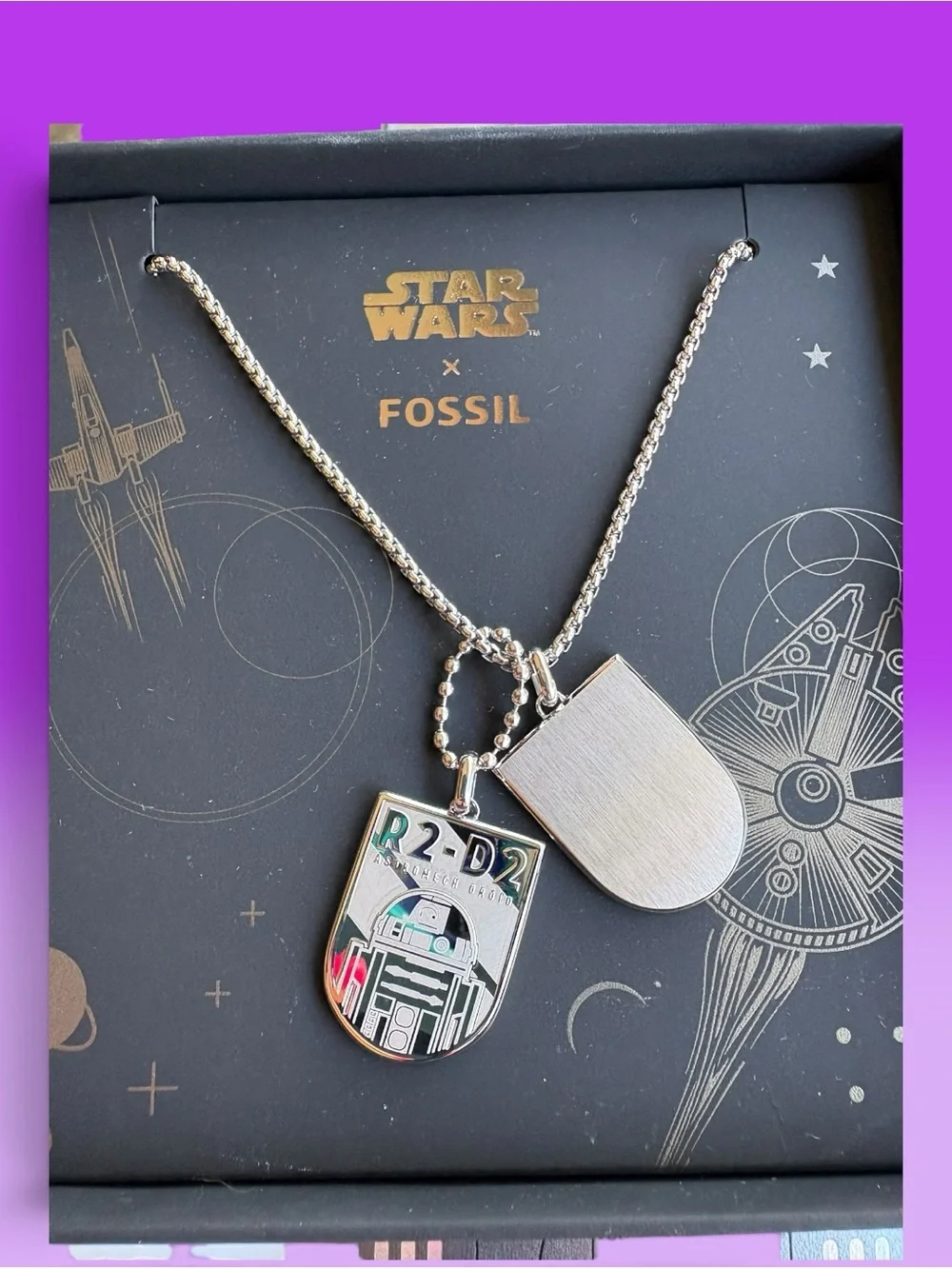 Star Wars x Fossil B2-D2 Necklace Collectible Star Wars Jewelry Pendant~New